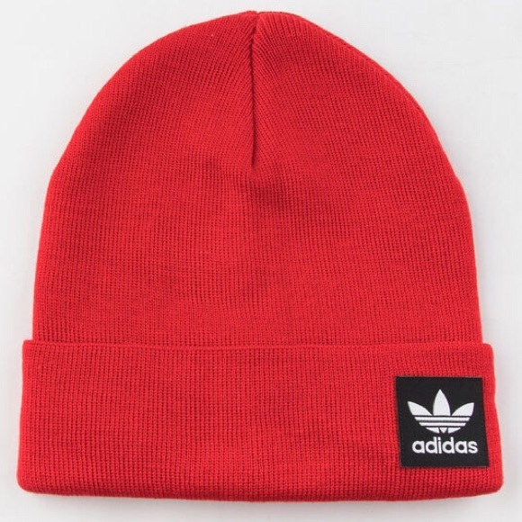 adidas Originals Grove Red Knit Beanie Hat - Picture 2 of 7